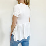 Boutique Gaze Babydoll White Top XS