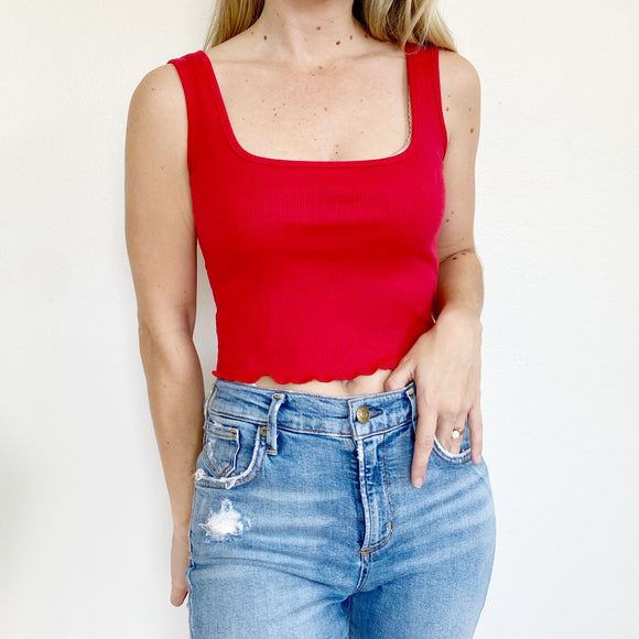 SHEIN Little Red Cropped Tank Top XS