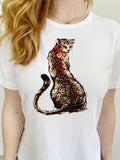 ST. JOHN Cheetah Graphic Tee Shirt Large