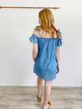 Aeropostale Chambray Off-The-Shoulder Dress L