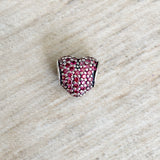 PANDORA Charm Red CZ Pave Heart Sterling Silver