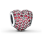 PANDORA Charm Red CZ Pave Heart Sterling Silver