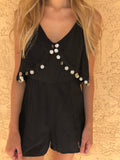 Black V-cut Romper - M