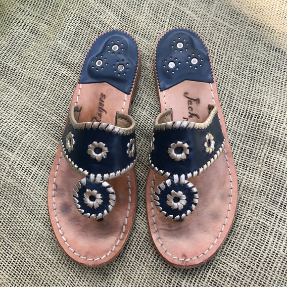 Jack Rogers Navy Leather Sandals