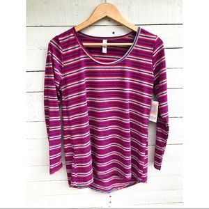 LuLaRoe Lynnae Long Sleeve Striped Top - Large