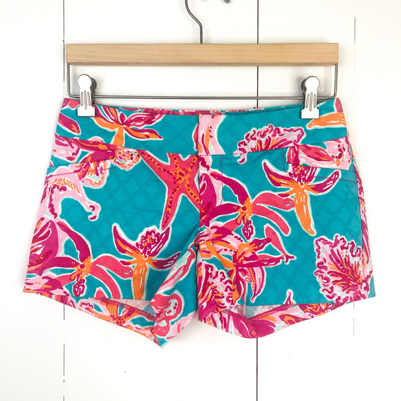 Lilly Pulitzer Teal Pink Ellie Shorts 00