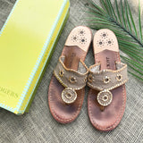 Jack Rogers gold and tan leather sandals
