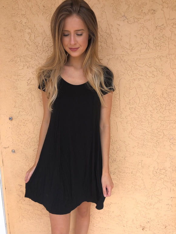 Little Black T-Shirt Dress - S