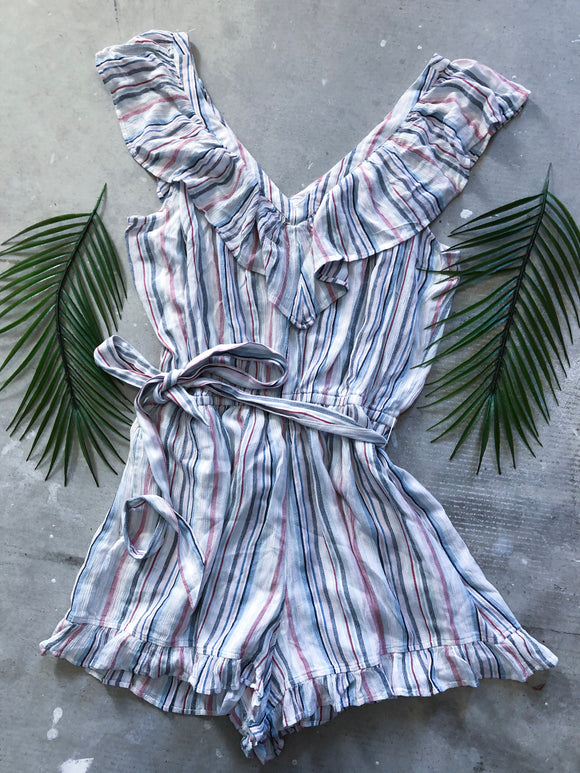 American Eagle Striped Romper - M