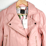TED BAKER Minimal Biker Jacket Leather Nude Pink 2