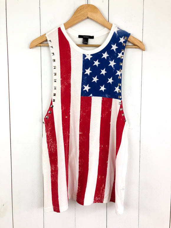 Forever 21 American Flag Muscle Tank Small