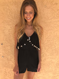 Black V-cut Romper - M