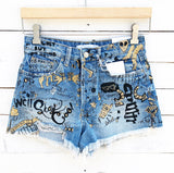 Zara Painted Jeans Shorts - 02