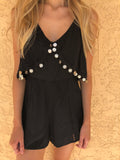 Black V-cut Romper - M