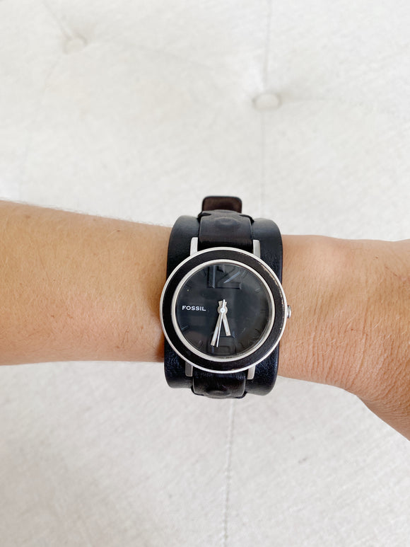 FOSSIL Black Leather Watch