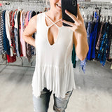 White Jersey Tank - S