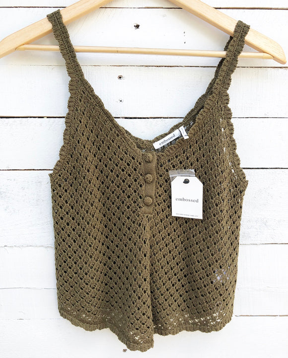 Knit Olive Tank - S