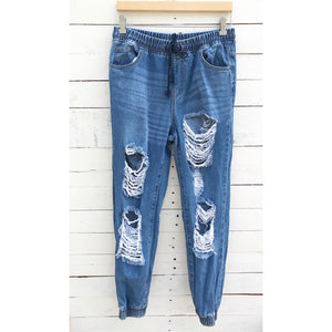 Forever 21 Ripped Jean Joggers - M
