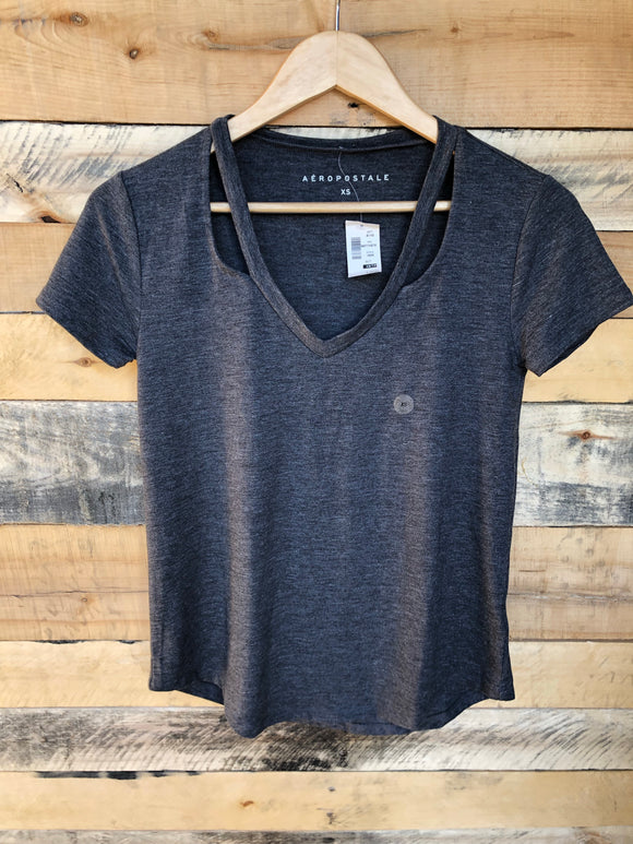 Grey Cut Out Tee - XS