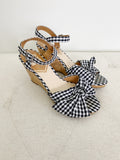 DOLCE VITA Checkered Bow Cork Wedge Sandals 8.5