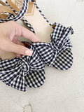 DOLCE VITA Checkered Bow Cork Wedge Sandals 8.5