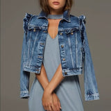 Elan Ruffle Denim Jean Jacket Medium