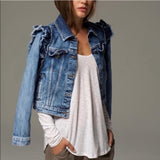 Elan Ruffle Denim Jean Jacket Medium