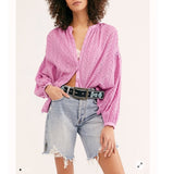 Free People Maddison Eyelet Blouse in Orchid NWT L