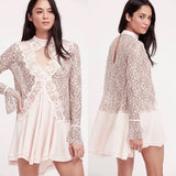 Free People Tell Tale Lace Tunic Pearl Nude Medium