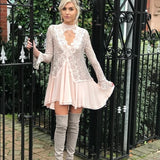 Free People Tell Tale Lace Tunic Pearl Nude Medium