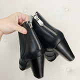 ADRIENNE VITTADINI Leather Black Bootie Heel Boots 6
