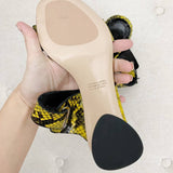 NAPOLEONI Leather Snakeskin Mule Sandal Heels New size 38