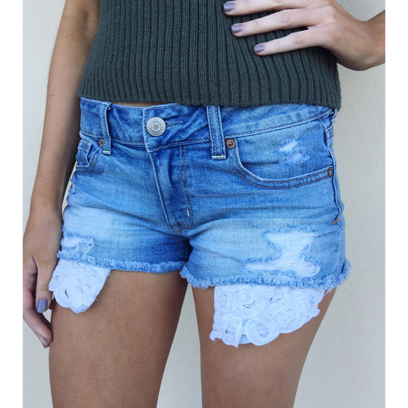 AEO Shortie Shorts with Lace Pockets